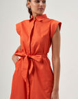 Mzl Belted Sleevless Midi Pomegranate Flower Dress Apparel Pomegranate Flower Pomzl