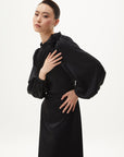 Black Satin Dress With Rose Motif Fınal Item - Porterist 6