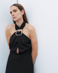 Black Halter Neck Midi Dress