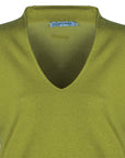 Wasabi Green Zoe Silk Cashmere Deep V Neck Sweater Fınal Item - Porterist 9