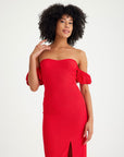 Red Dress With Flexible Crumple Fabric Low Sleeve Detail Fınal Item - Porterist 3