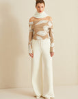 Mink Leaf Patterned Madonna Neck Blouse Fınal Item - Porterist 2