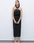 Black Halter Neck Midi Dress