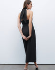 Black Halter Neck Midi Dress