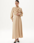 Belt Detailed Stylish Dress Beige Fınal Item - Porterist 2