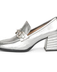 Saint G Vera Metallic Heeled Loafers Footwear Gunmetal