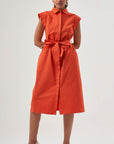 Mzl Belted Sleevless Midi Pomegranate Flower Dress Apparel Pomegranate Flower Pomzl