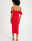 Red Dress With Flexible Crumple Fabric Low Sleeve Detail Fınal Item - Porterist 4