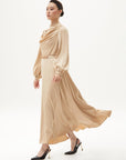 Belt Detailed Stylish Dress Beige Fınal Item - Porterist 3