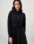 Mizalle Button Up Belted Dress Black Apparel Black
