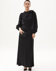 Black Satin Dress With Rose Motif Fınal Item - Porterist 2