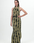 Multicolor Belt Detailed Printed Maxi Dress