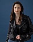 Biker Leather Jacket - Black