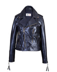 Biker Leather Jacket - Dark Blue