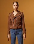 Biker Suede Jacket - Brown