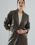 Boyfriend Blazer Leather Jacket – Mocha