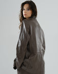 Boyfriend Blazer Leather Jacket – Mocha