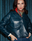 Boyfriend Leather Jacket – Petrol