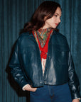 Boyfriend Leather Jacket – Petrol