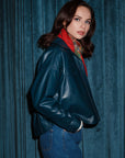 Boyfriend Leather Jacket – Petrol