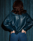 Boyfriend Leather Jacket – Petrol