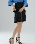 Cargo Bermuda Leather Shorts - Black