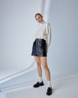 Cargo Leather Skirt - Black