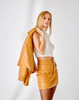 Cargo Leather Skirt - Camel