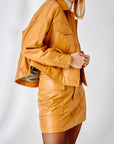 Cargo Leather Skirt - Camel