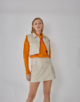Cargo Leather Skirt - Cream