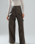 Cargo Long Leather Pants – Mocha
