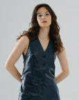Classic Leather Vest – Petrol