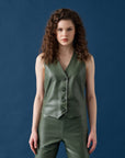 Classic Leather Vest – Sage Green