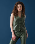 Classic Leather Vest – Sage Green