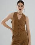 Classic Suede Vest – Brown