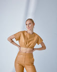 Elastic Waist Short T-shirt – Camel