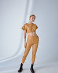 Elastic Waist Short T-shirt – Camel