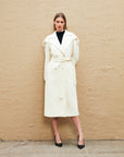 Button Detailed Belted Long Coat Beige Fınal Item - Porterist 1