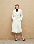 Button Detailed Belted Long Coat Beige Fınal Item - Porterist 2