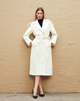 Button Detailed Belted Long Coat Beige Fınal Item - Porterist 3