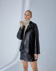 Loose-Fit Oversized Biker – Black