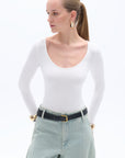 White Crew Neck Bodysuit