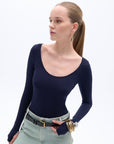 Blue Crew Neck Bodysuit