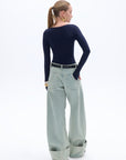 Blue Crew Neck Bodysuit