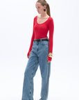 Red Crew Neck Bodysuit