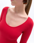 Red Crew Neck Bodysuit