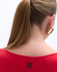 Red Crew Neck Bodysuit