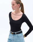 Black Crew Neck Bodysuit