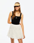 Tiered Mini Linen Skirt