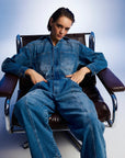 Indigo Denim Cargo Jumpsuit